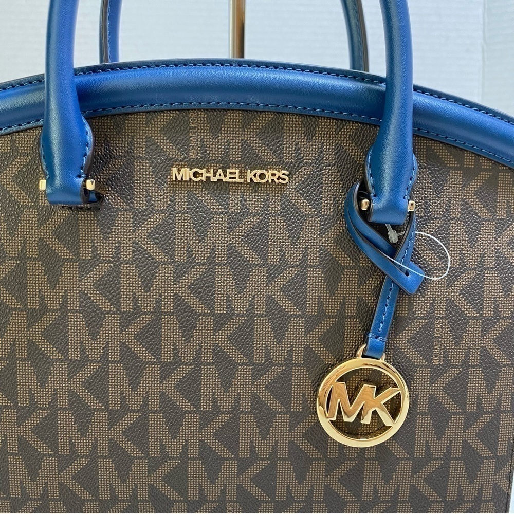 BNWT Michael Kors LG Yara Satchel w/ Crossbody Strap River Blue - Picture 10 of 10